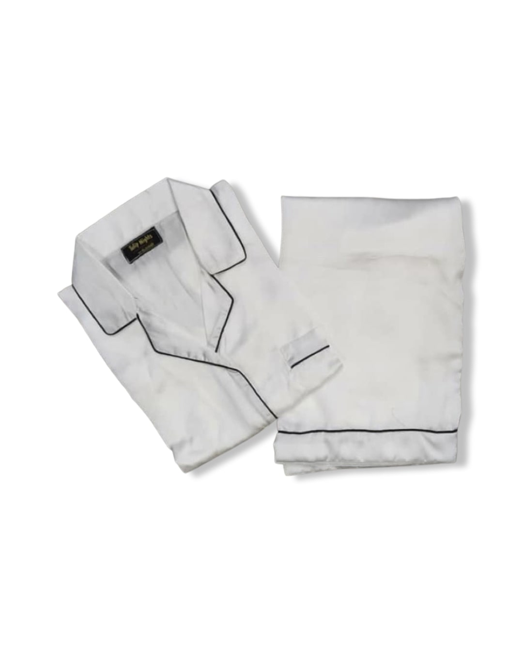 White Silk Pyjamas Set WS-100041 PNG